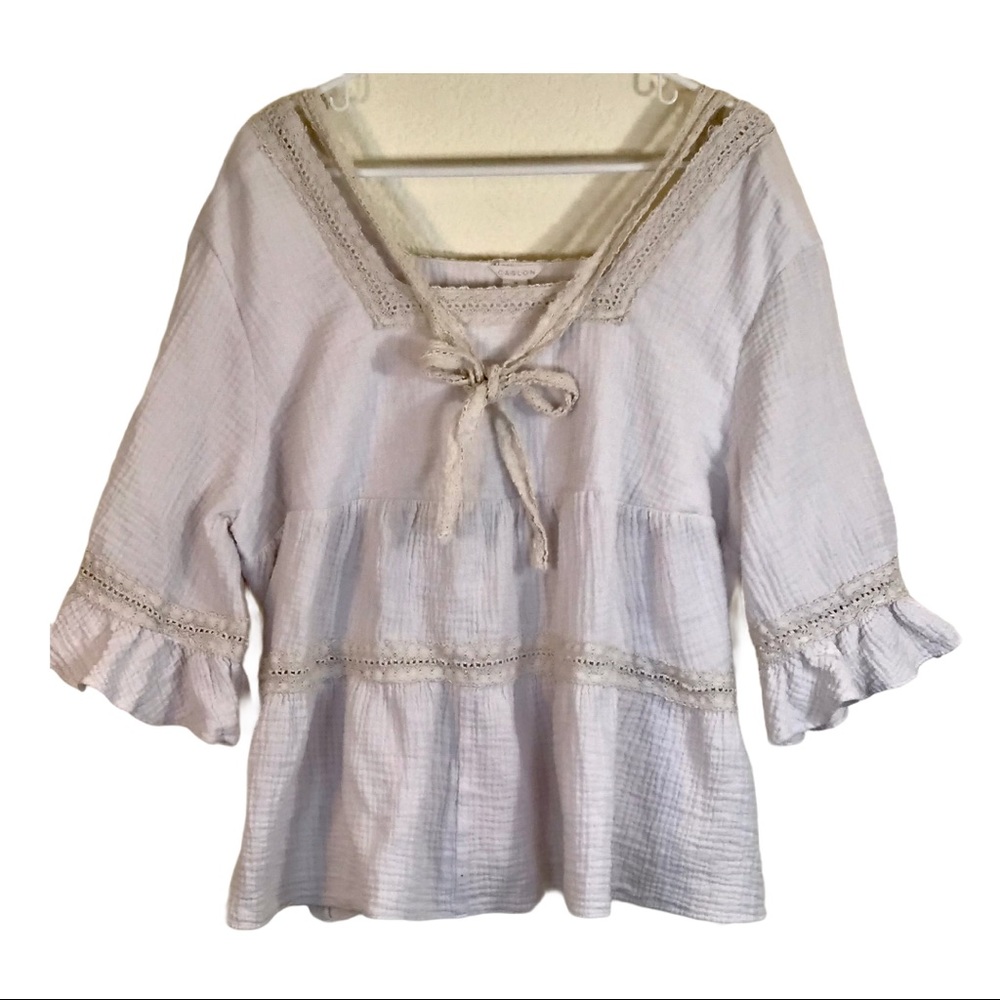 Caslon Tiered Square Neck Top Sz 1X